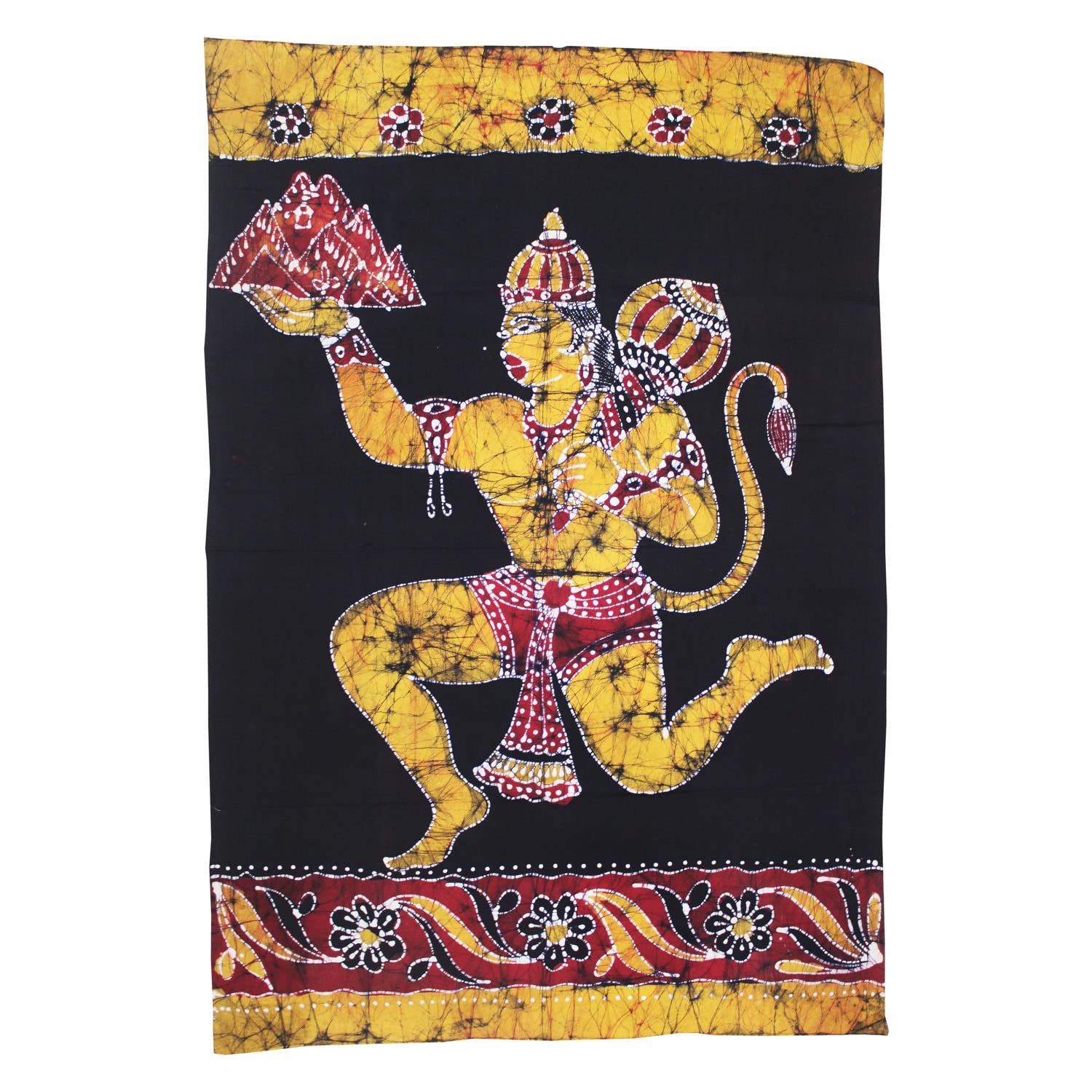 Garvi Gurjari (A Gujarat Govt Enterprise Handpainted Lord Hanuman Batik Painting Tapestry Cotton Wall Piece