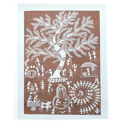 Garvi Gurjari (A Gujarat Govt Enterprise) Brown Warli Painting