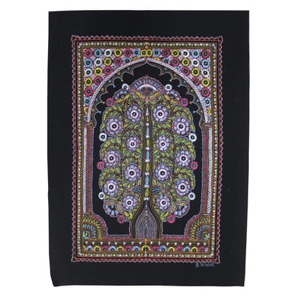 Garvi Gurjari (A Gujarat Govt Enterprise Handmade Rogan Painting - Black(GGCHRP13)