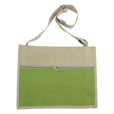 Garvi Gurjari (A Gujarat Govt Enterprise Handmade Jute Laptop Bag - Beige and Green(GGCJAJB03)