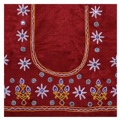 Garvi Gurjari(A Gujarat Govt Enterprise Brown Hand Embroidered Unstitched Blouse Material(GGCMEBM17)�