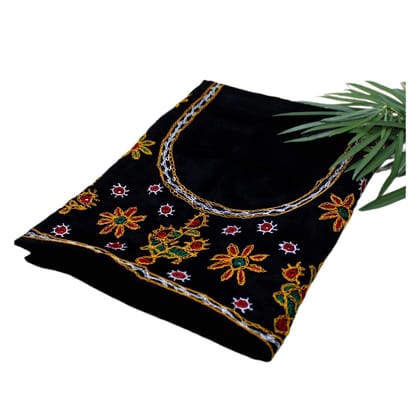 Garvi Gurjari(A Gujarat Govt Enterprise Black Hand Embroidered Unstitched Blouse Material(GGCMEBM14)�