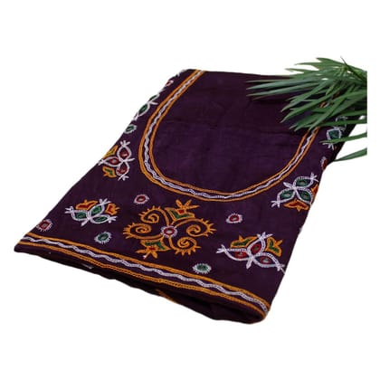 Garvi Gurjari(A Gujarat Govt Enterprise Purple Hand Embroidered Unstitched Blouse Material(GGCMEBM11)�