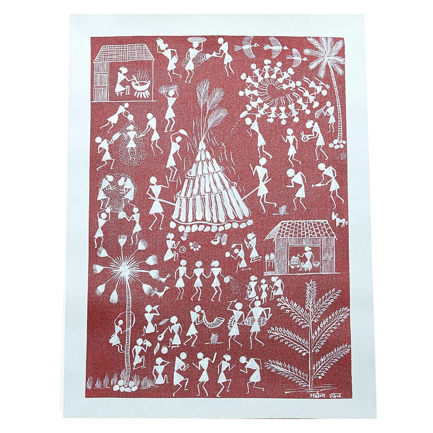 Garvi Gurjari (A Gujarat Govt Enterprise) Maroon Warli Painting