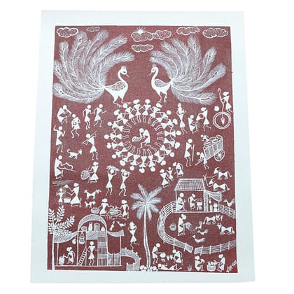 Garvi Gurjari (A Gujarat Govt Enterprise) Maroon Warli Painting