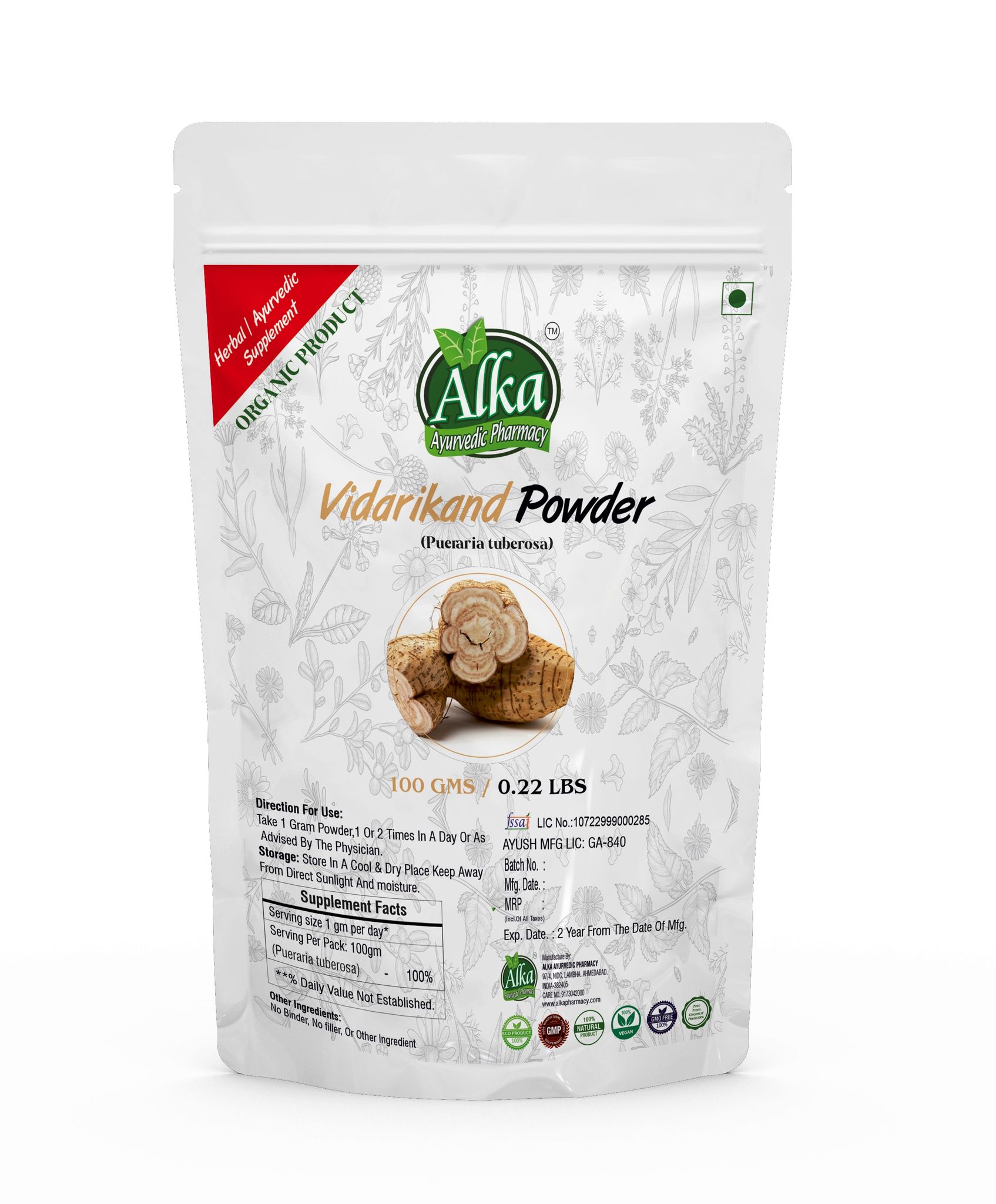 Organic Vidarikand Powder-100gm