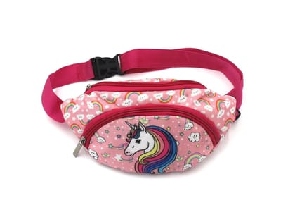 Weshopaholic Toddler Baby Girls Kids Waist Bag Pack Outdoor Sports Pouch Belt Hip Chest Crossbody Travel Purse (Rainbow Unicorn)