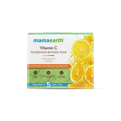 Mamaearth Vitamin C Nourishing Bathing Soap With Vitamin C and Honey for Skin Illumination 5x75g