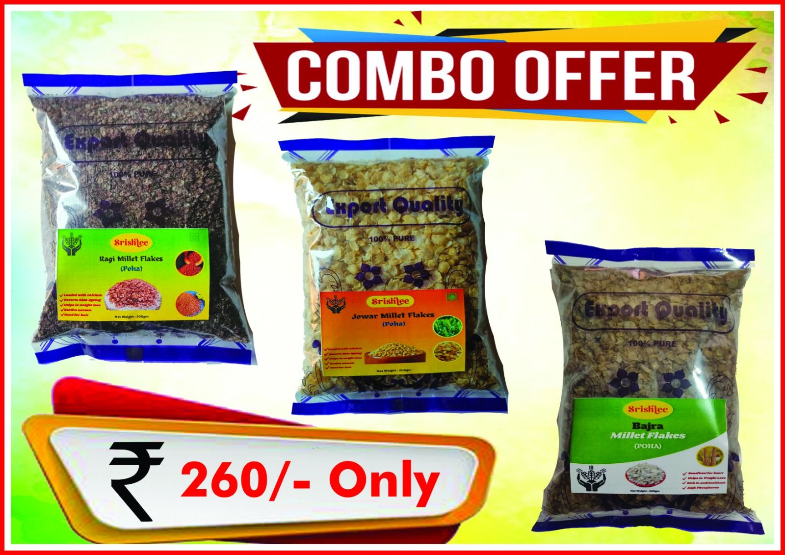 COMBO PACK OF MILLET FLAKES (Jower +Bajra + Ragi Flakes)