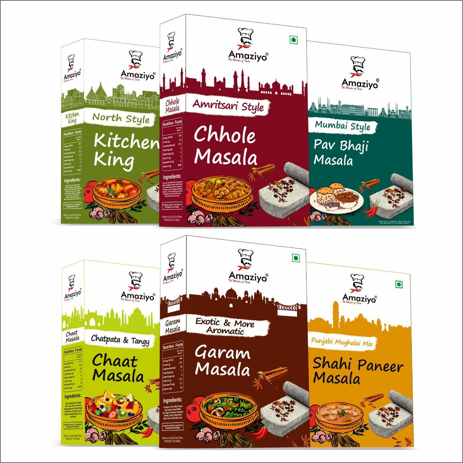 Amaziyo Assorted Spice Pack Combo 550g I Pack of 6