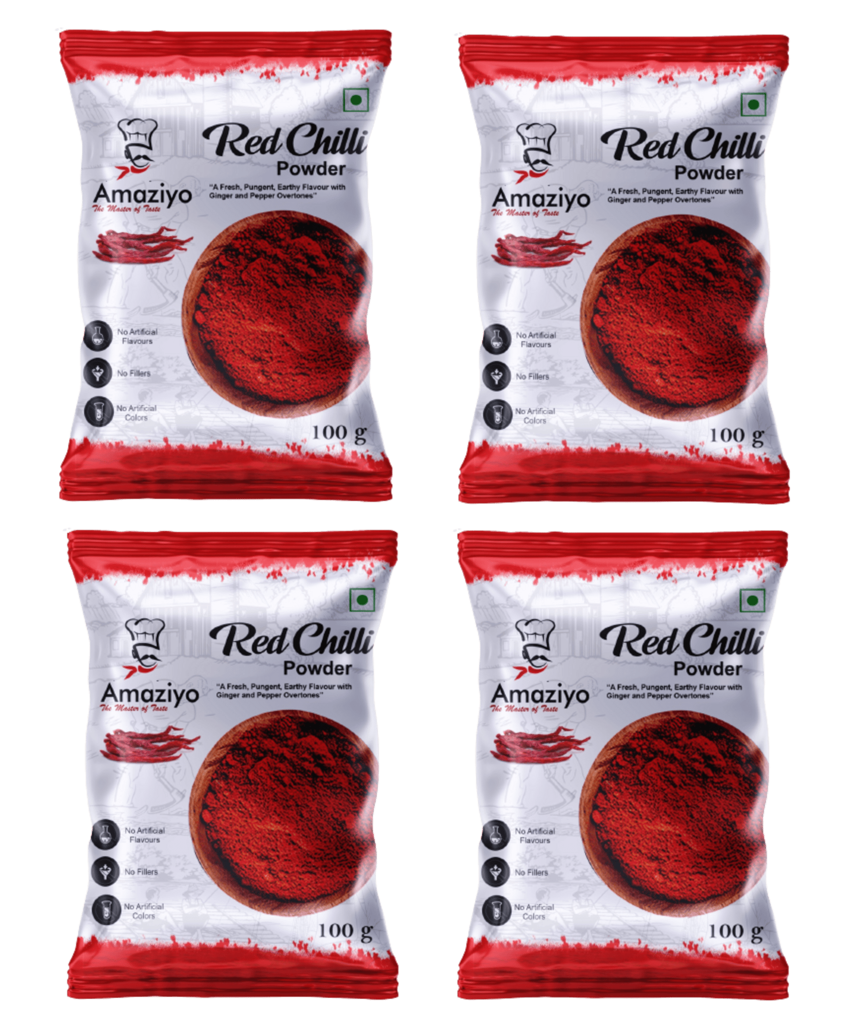 Amaziyo Spices Red Chilli Powder 400g |100 g x 4 Pack