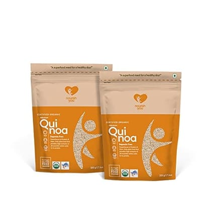 NOURISH YOU Organic Premium White Quinoa (500G) Each | Gluten Free | High Fibre (Pack of 2)