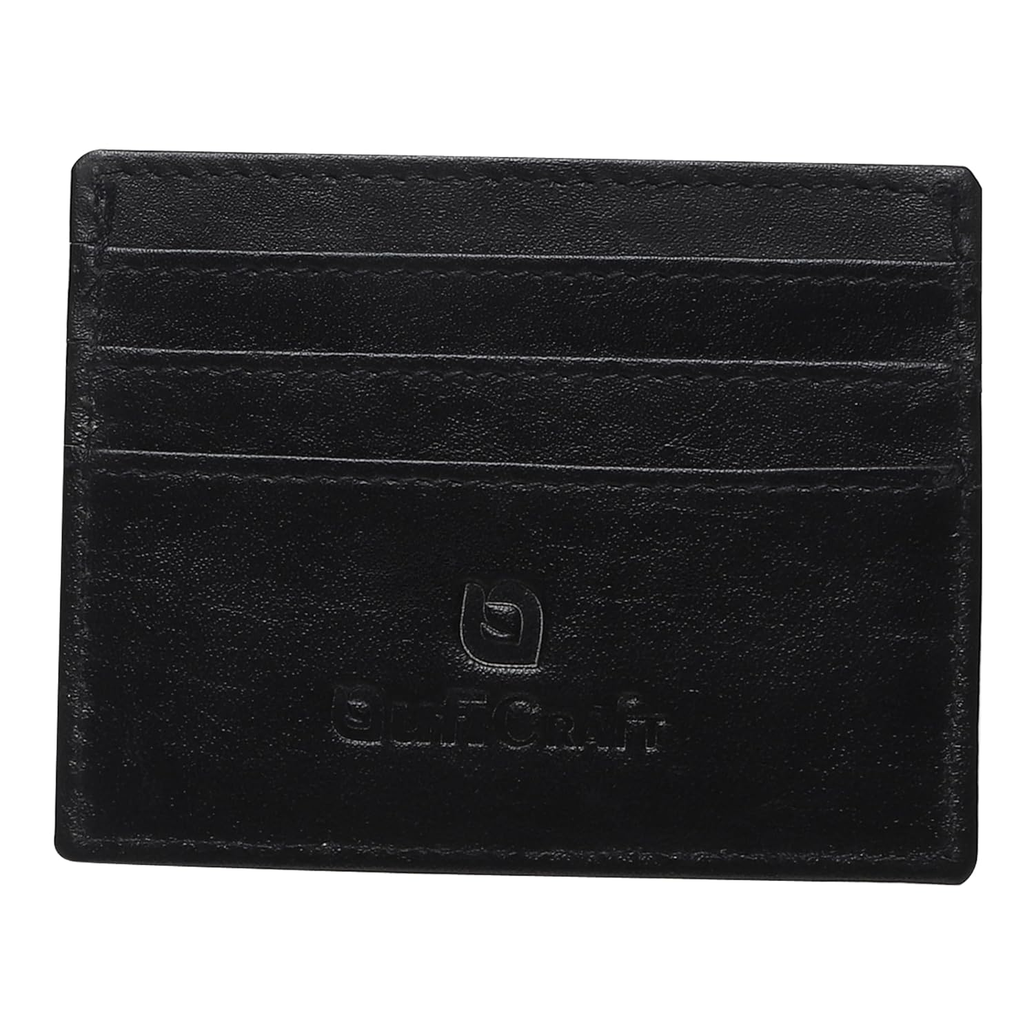 QufiCraft Genuine Leather Card Holder Wallet | Credit/Debit Card/Slim Minimalist | Office ID for Mens and Boys Card Holder (7 Card Slots) Black