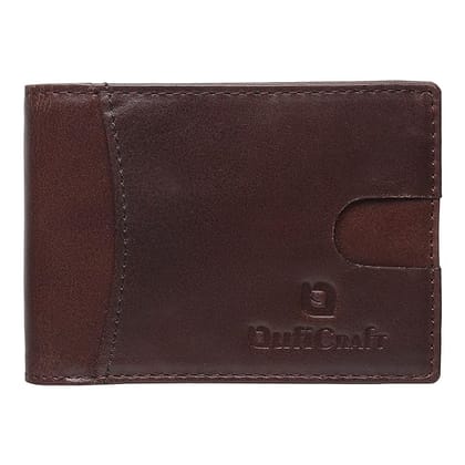 QufiCraft Genuine Leather Two Fold Wallet | Credit/Debit Card/Slim Minimalist | Office ID for Mens and Boys (5 Card Slots) (Dark Brown)
