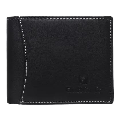 QufiCraft Genuine Leather Two Fold Wallet | Credit/Debit Card/Slim Minimalist | Office ID for Mens and Boys RFID Protection (10 Card Slots) (Black)