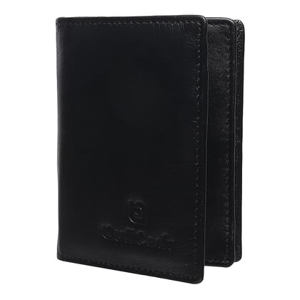 QufiCraft Genuine Leather Card Holder Wallet | Credit/Debit Card/Slim Minimalist | Office ID for Mens and Boys (Multiple Card Slots) (Black)