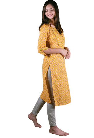 Embroidered yoke kurti