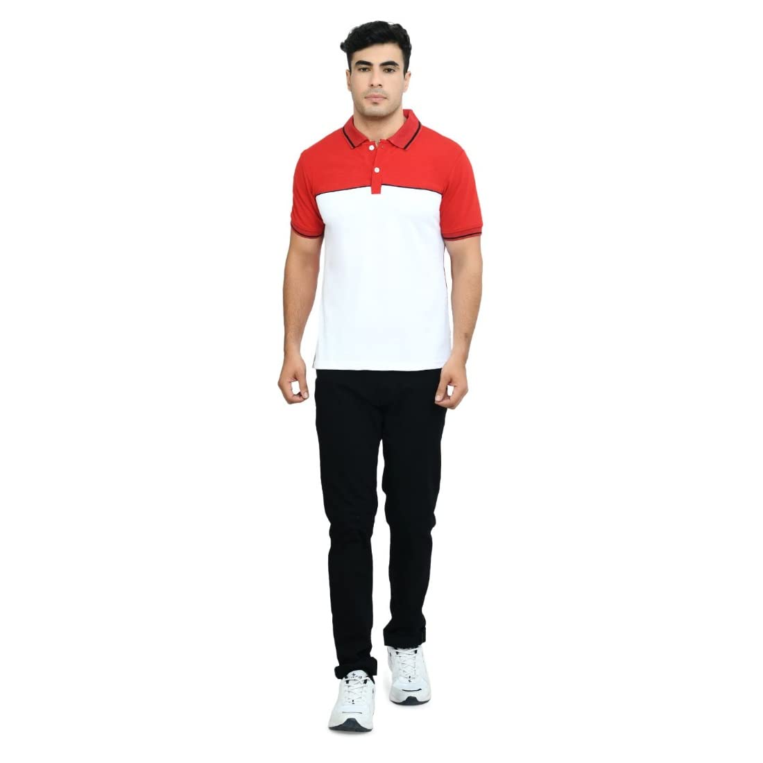 Men's Cotton Blend Half Sleeve Polo Tshirt (Red, 2XL)-PID43514