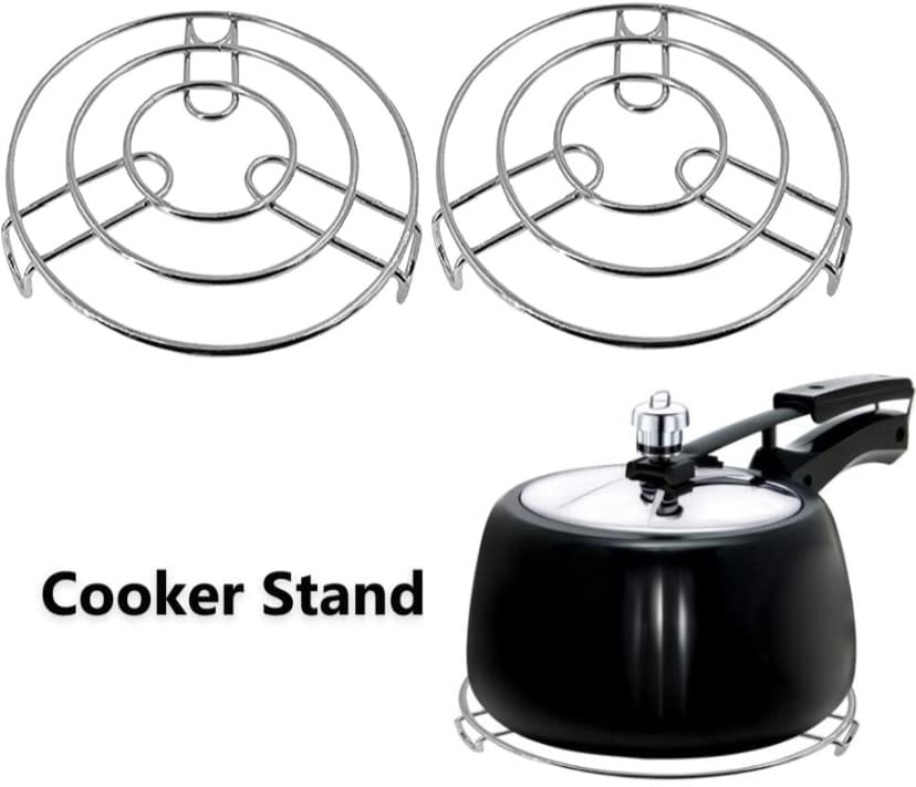 MANNAT Stainless Steel Hot Pan Grid, Donga Stands,Hot Pan Holder, Hot Vessel Stand, Kitchen Rack, Dish Rack,Size Round (8x8x1 inches),(Pack of 2,Silver)