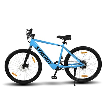 SYNERGY S2 Electric Cycle with Dual Disc Brakes, 250w BLDC Motor, 7.8Ah Li-Ion Battery, Throttle LED, 95% Pre-Assembled with Charger, Onsite Warranty and Service (Blue)