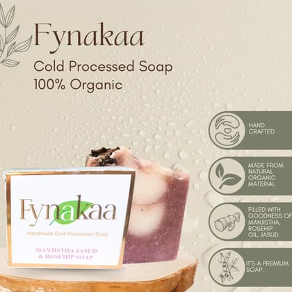 Fynakaa Manjitstha Jasud Rosehip Cold Processed Handmade Natural Organic Premium luxury soap useful for skin whitening brightening lightening glowing tanning