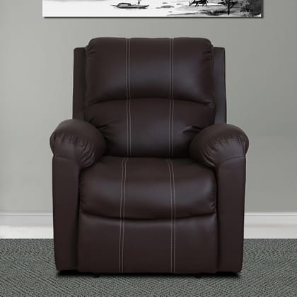 Recliners India Single Seater Recliner Sofa - Spino Brown | Recliner Chair | 1 Seater Sofa Chair | Single Seater Manual Recliner