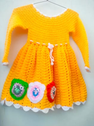 Flared Acrylic Wool Baby Yellow Crochet Frock, Size: Free Size at Rs 999 in  Sonipat