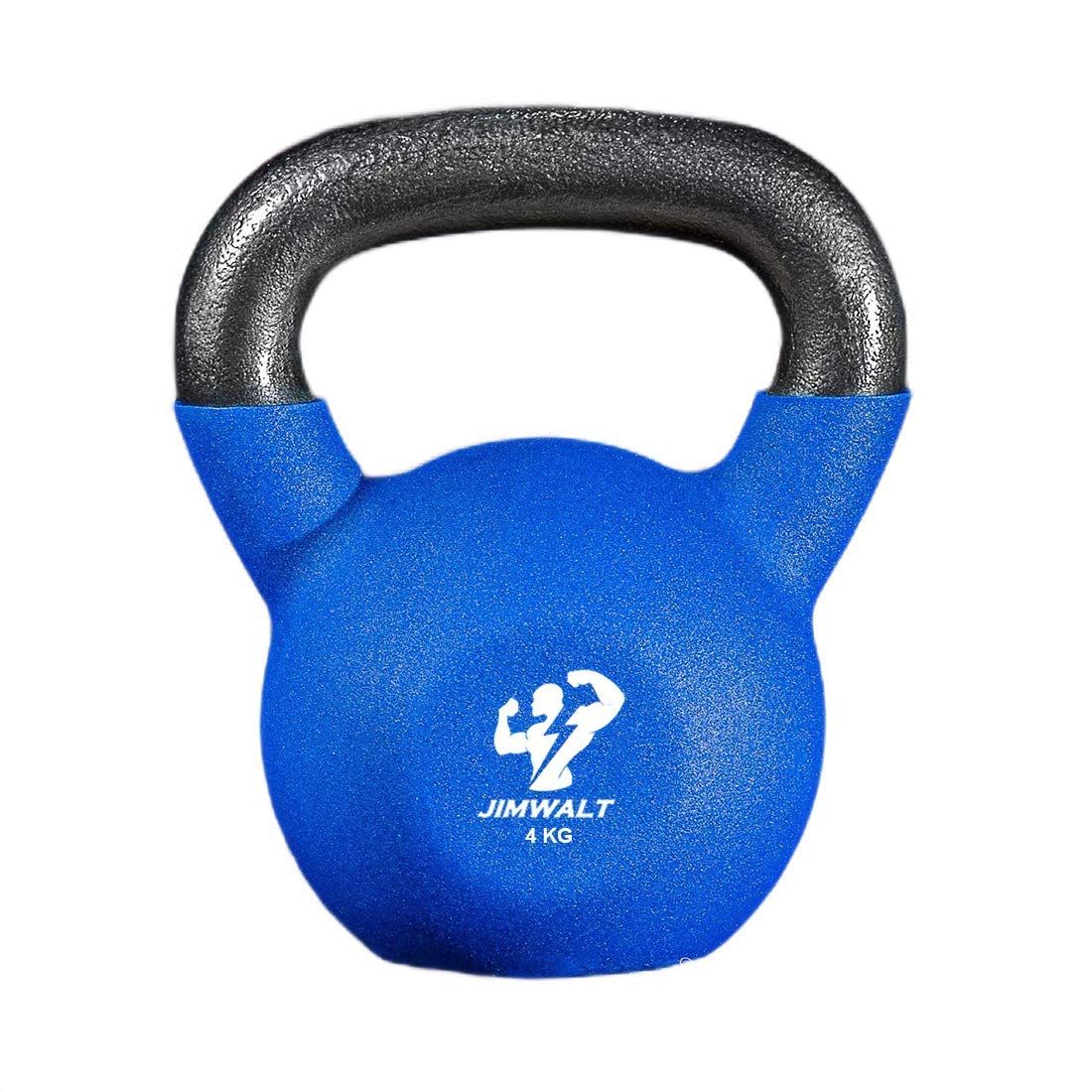 JIMWALT Jimwalt Premium Half Coating Neoprene Kettlebells Neoprene Neoparene Kettlebell, 4 kg (Blue)