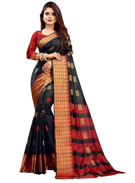 Kaitharikada Kerala 100% Cotton Saree with Black kara and Kasavu in pallu  and Border