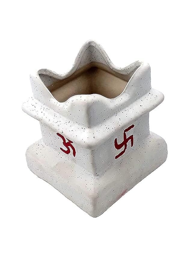 Ceramic Tulsi Plant Container With OM and Swastik Design Glossy Finish