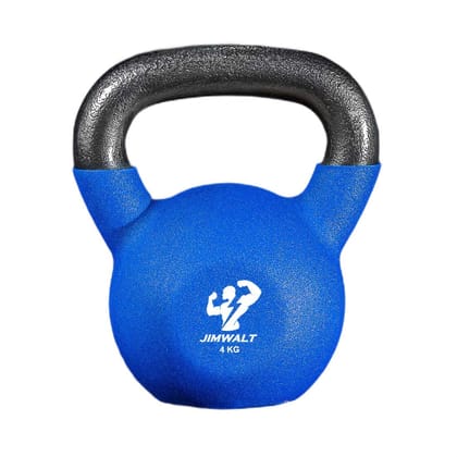 JIMWALT Premium Half Coating Neoprene Kettlebells Neoprene Neoparene Kettlebell, 4 kg (Blue)