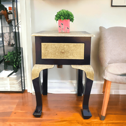 Wooden One Dwr Stool Brass Fited / Living Room / Bed room / Bed side / Side Table