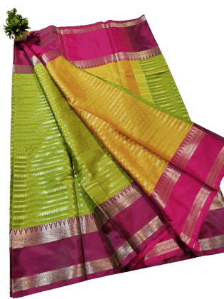 Yellowish Green Kanjivaram Silk Saree