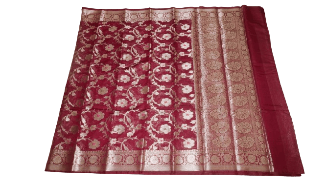 Katan Silk Handloom Maroon Banarasi Saree