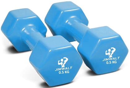 JIMWALT The Indian Made Jimwalt Premium Half Coating Vinyl Dumbbells 0.5KG to 10KG Proudly Made in India (0.5+0.5=1)