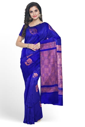 Blue Kanchee Soft Silk Saree With Zari Weave