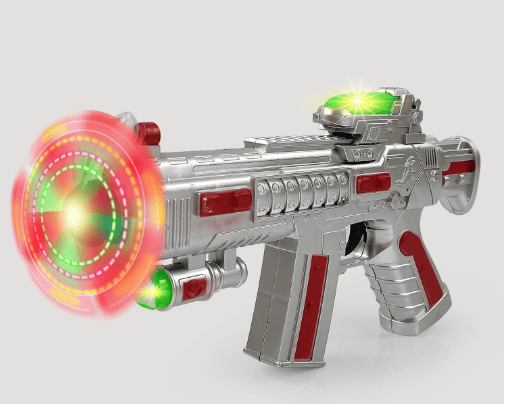 Space Gun with Sound and Light, Rotating Fan with Light Toy for Kids - Multicolor