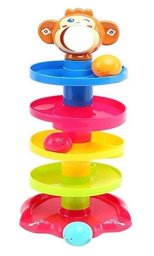 Swirl Ball Ramp Educational Toy Puzzle Rolling Ball | ABS Material, Non Toxic, (12 mm x 25 mm), Bright Multi Colors