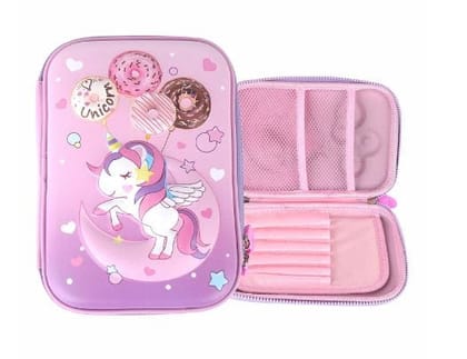 KREMLIN 3D Embossed Unicorn Design EVA Cover Pencil Case with Compartments, Pencil Pouch for GIRLS / BOYS (Character's may Vary)