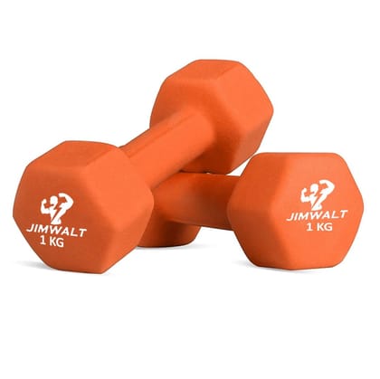 JIMWALT The Indian Made Premium Neoprene Fixed Dumbbells  (1+1=2 BLACK)