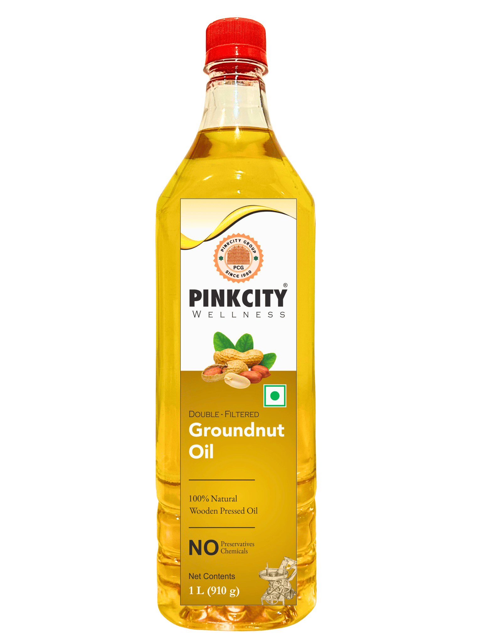 Pinkcity Wellness Wooden Cold Pressed Groundnut Oil 1 Litre | Peanut Oil