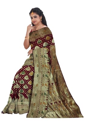 Banarasi Brown With Golden Designer Silk Saree