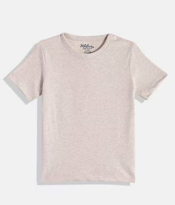 Boys Off White Solid T-shirt