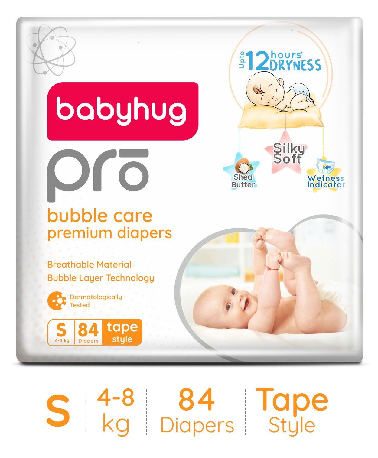 Babyhug Pro Bubble care premium Tape Style Diaper Small (S) Size - 84 Pieces