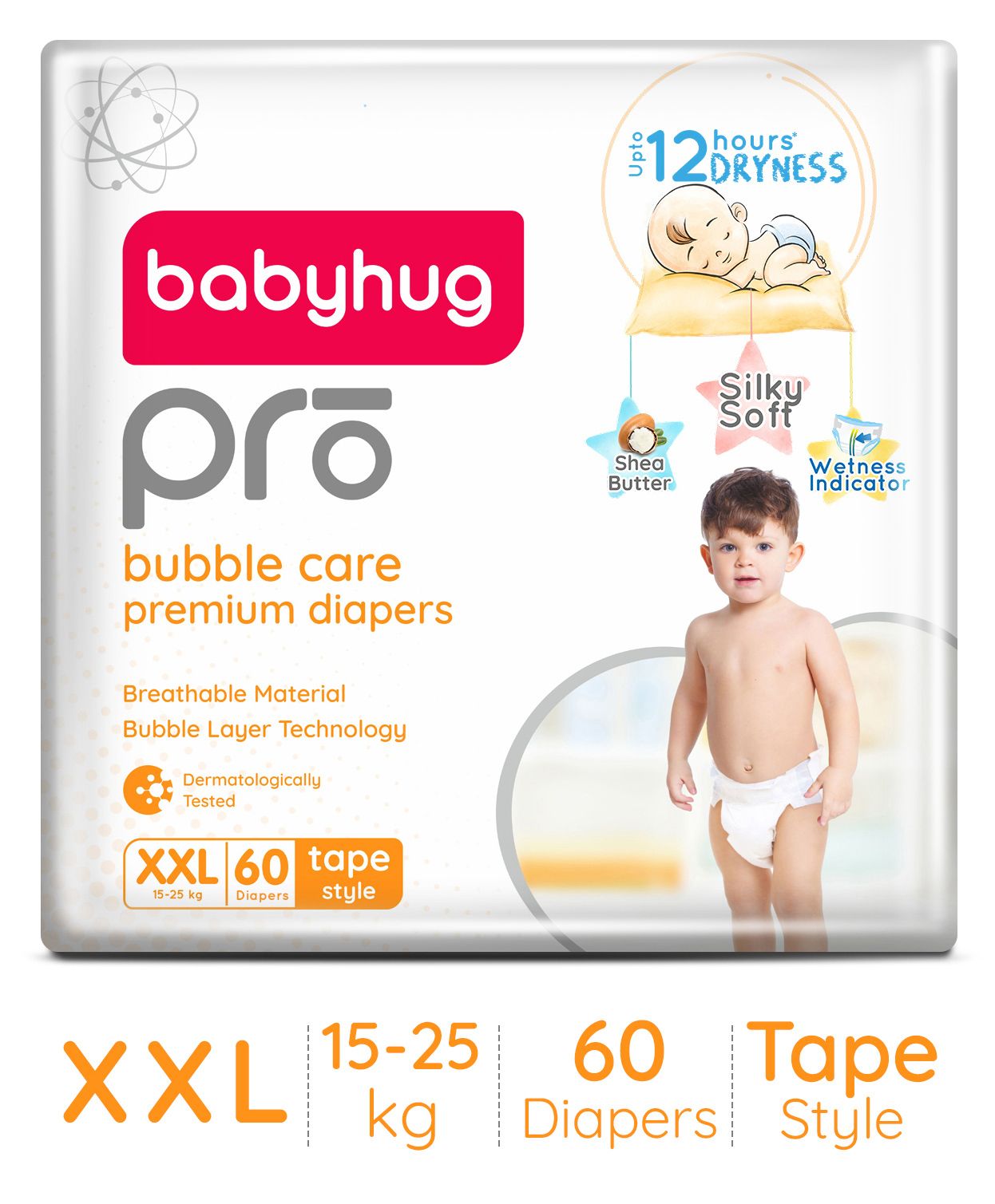 Babyhug Pro Bubble Care Premium Tape Style Diaper Double Extra Large (XXL) Size - 60 Pieces