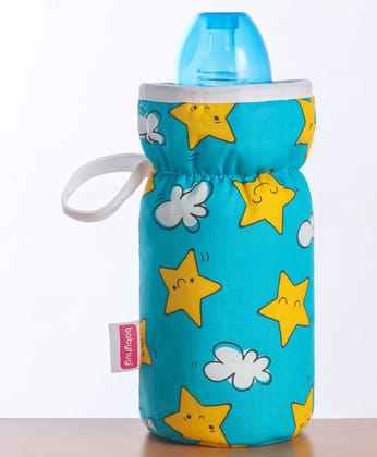 Babyhug Bottle Cover with Star Cloud Print Medium Blue - Fits Upto 120 ml to 260 ml Bottle