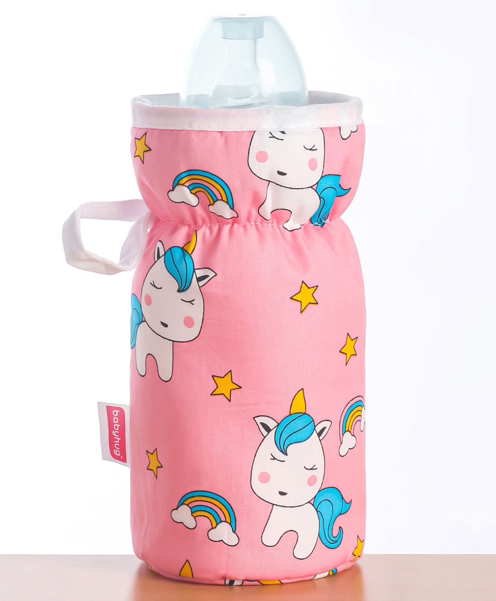 Babyhug Bottle Cover Unicorn Print Medium Pink - Fits Upto 120 ml to 260 ml Bottle