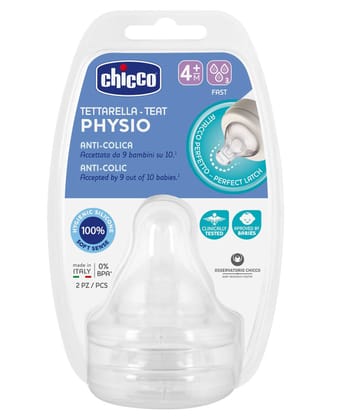 Chicco Physio Anti-Colic Fast Flow Teats Pack of 2 - White