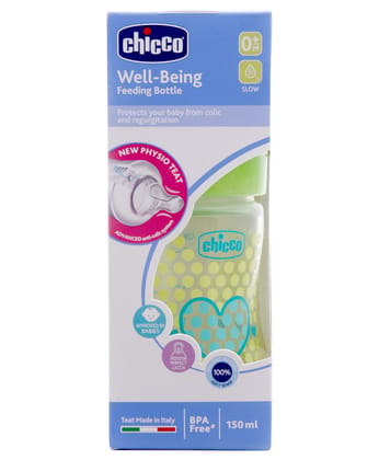 Chicco Well-Being Slow Flow Feeding Bottle Green - 150 ml