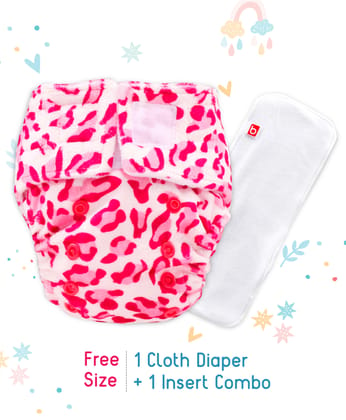 Babyhug Reusable Cloth Diaper With SmartDry Abstract Print  - Pink